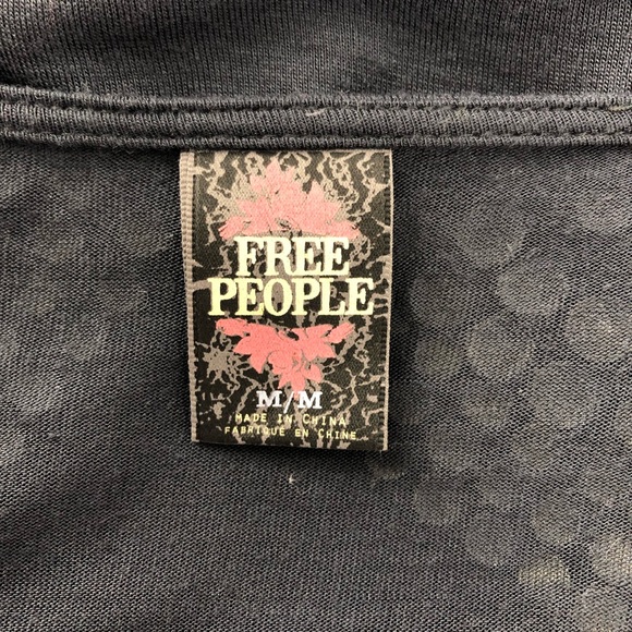 Free People Studded Gray 3/4 Sleeve Blouse, Size M - Picture 6 of 8